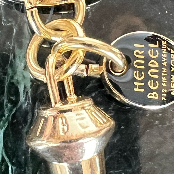 Henri Bendel Gold SPIKE and charm key ring with purse hook - Picture 10 of 10